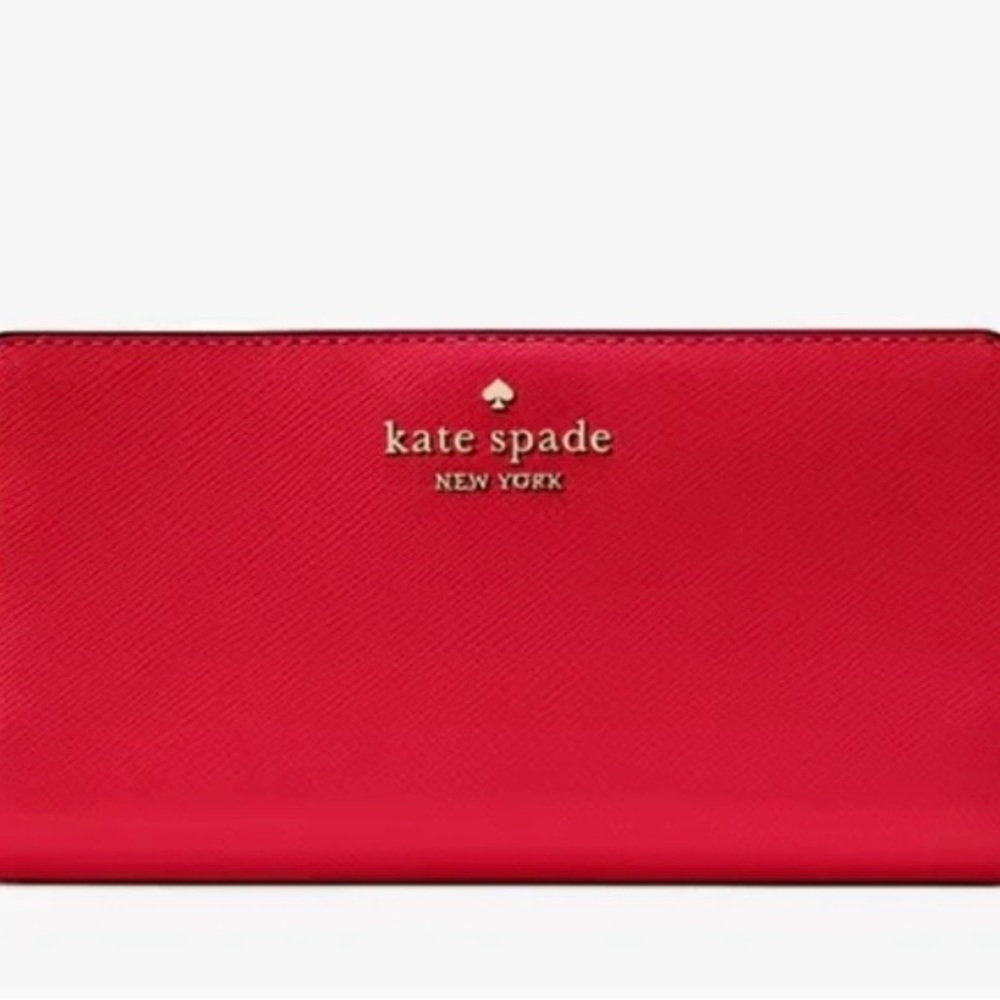 Kate Spade Madison Large Slim Wallet, Ruby Red EUC